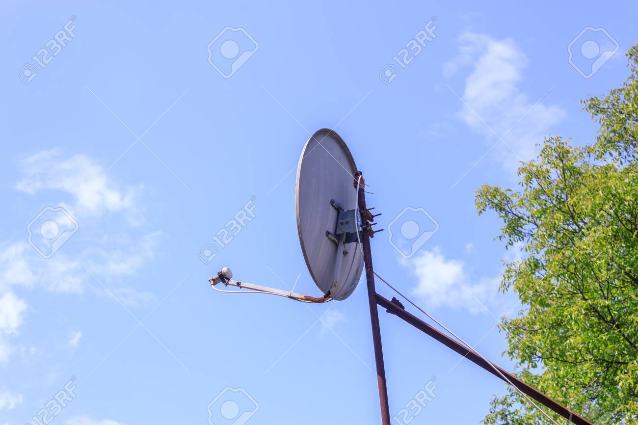 shot to an antenna oriented to the sky stock photo picture and