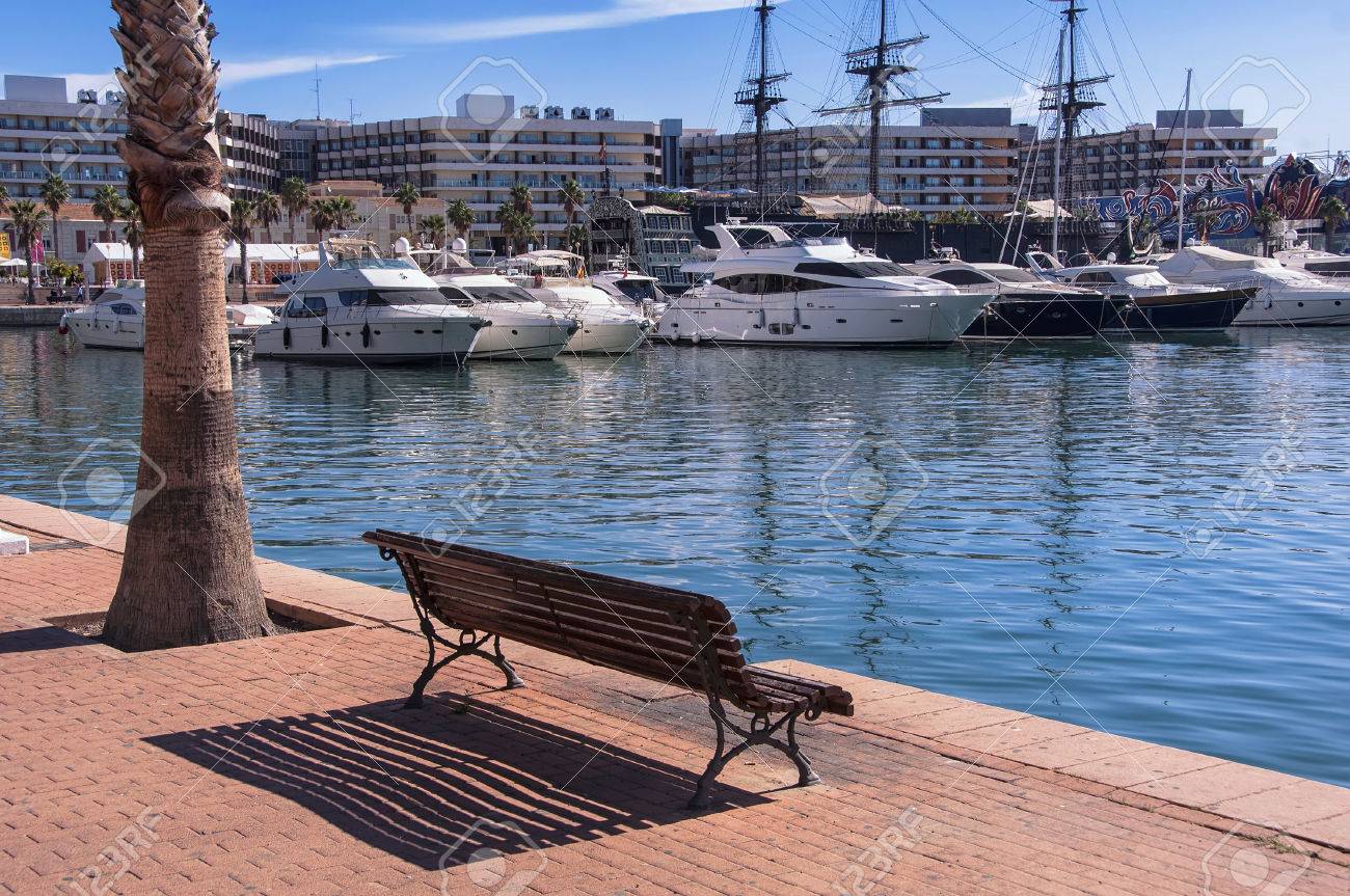 wooden bench at the