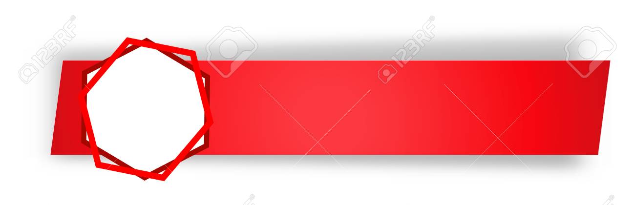 the blank red web banner with hexagon shape tag royalty free