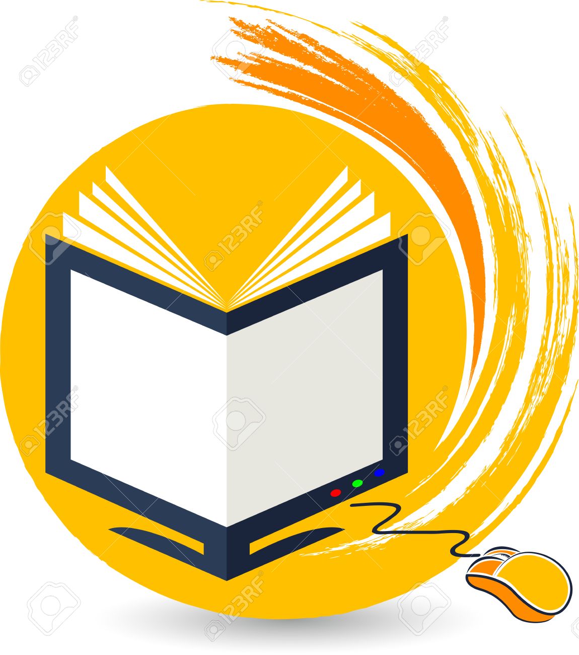 illustration art of a computer education icon with isolated