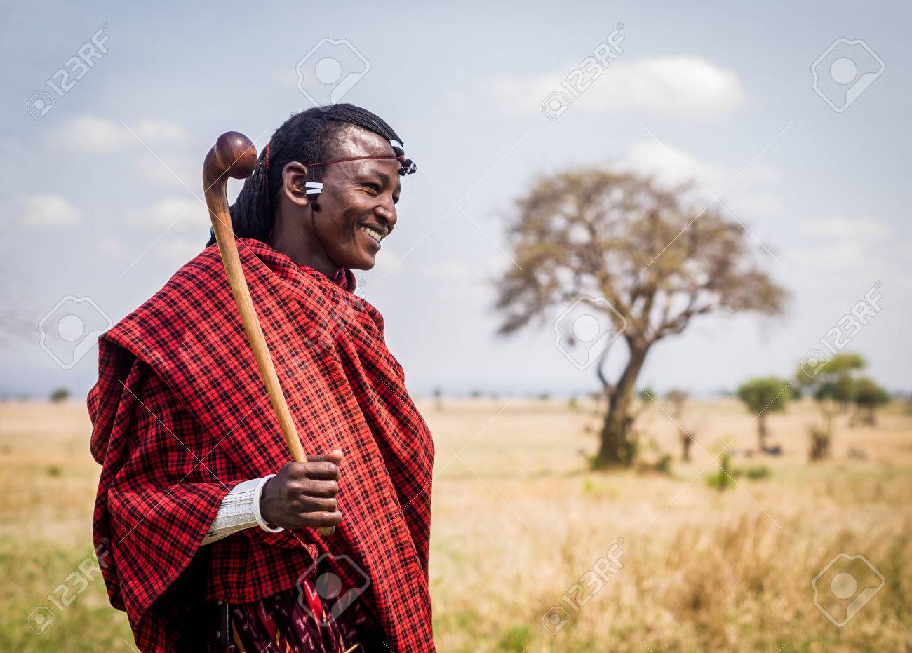 Maasai Warrior In Mikumi Tanzania The Maasai Are A Nilotic Stock Photo Picture And Royalty Free Image Image 33075328