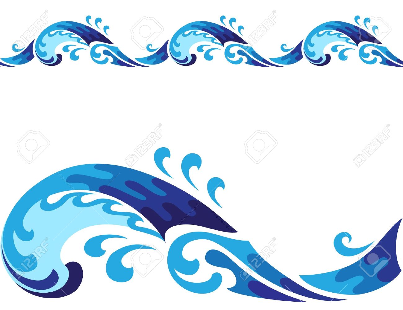 Horisontal Cartoon Seamless Wave Isolated On White Royalty Free SVG,  Cliparts, Vectors, and Stock Illustration. Image 13745442., image size:1300x1000