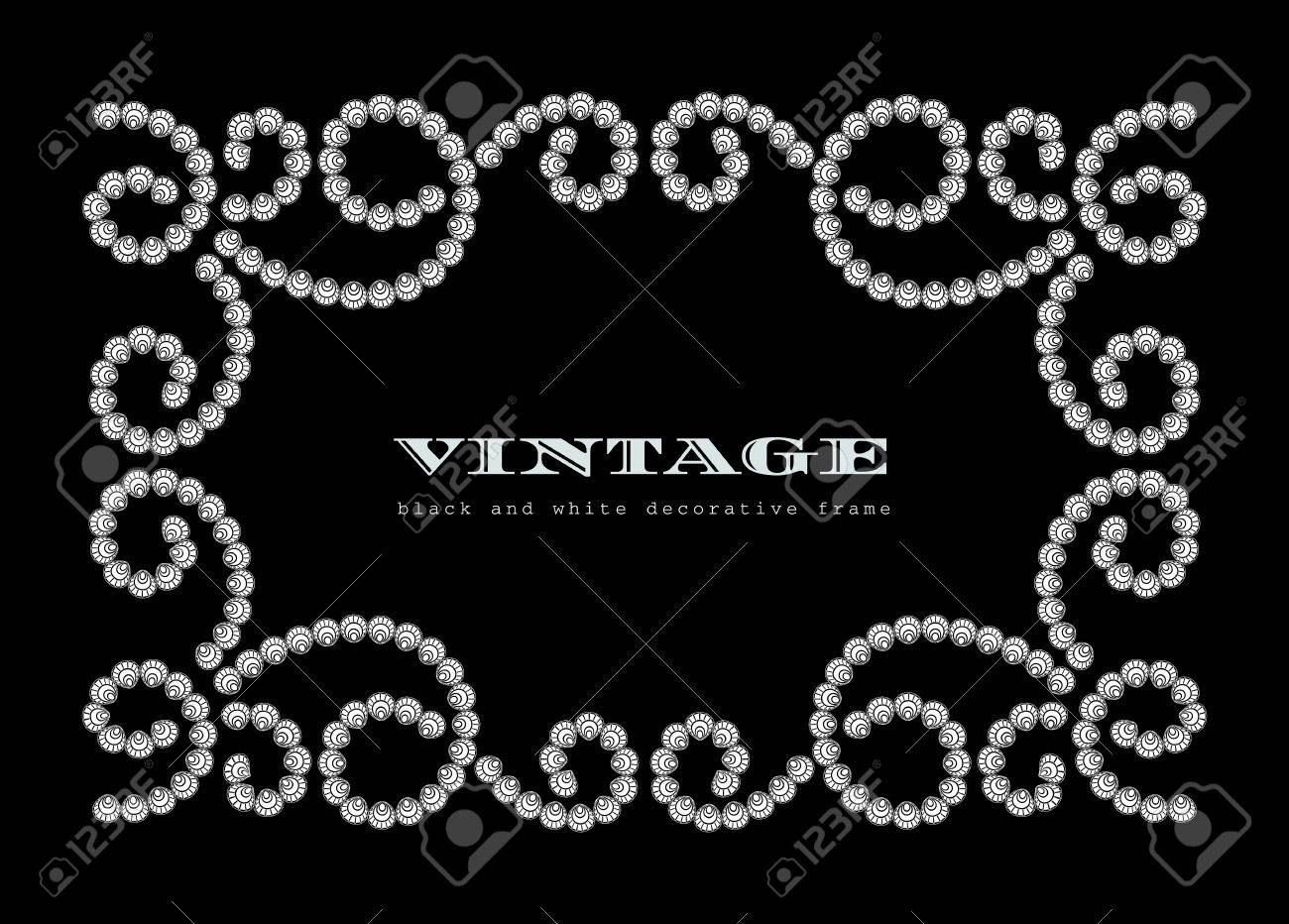 点線のジュエリー フレーム 黒の背景にダイヤモンド飾り のイラスト素材 ベクタ Image