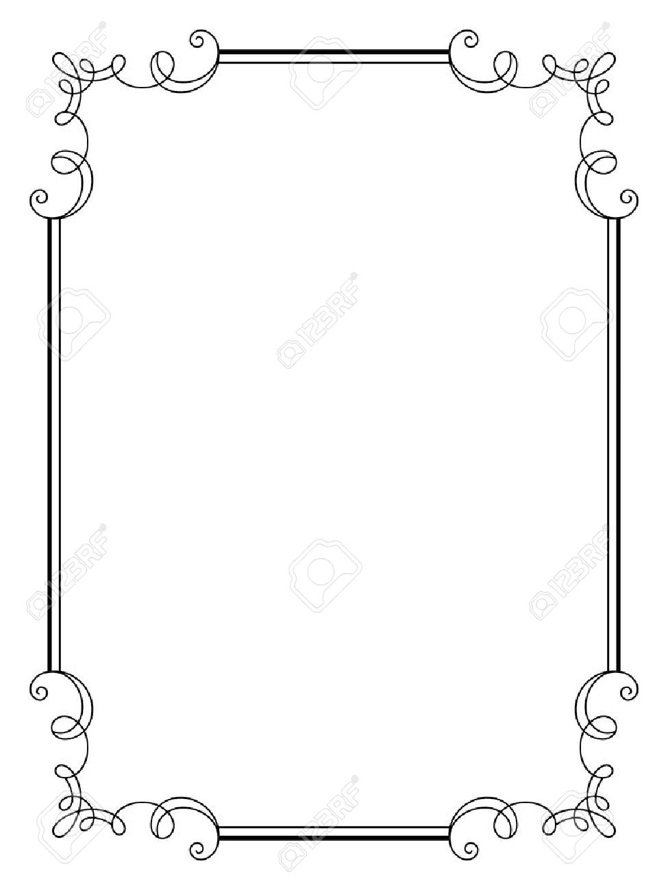 Vintage Calligraphic Frame, Decorative Design Element In Retro Style,  Simple Rectangle Frame With Swirls, Certificate, Invitation, Scroll  Embellishment On White Royalty Free SVG, Cliparts, Vectors, and Stock  Illustration. Image 45459092., image size:975x1300