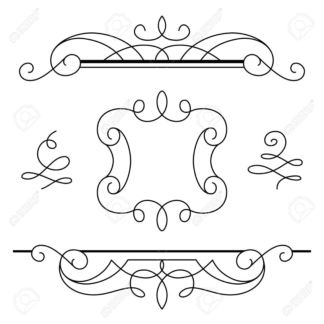 vintage vignettes page decoration template set of calligraphic
