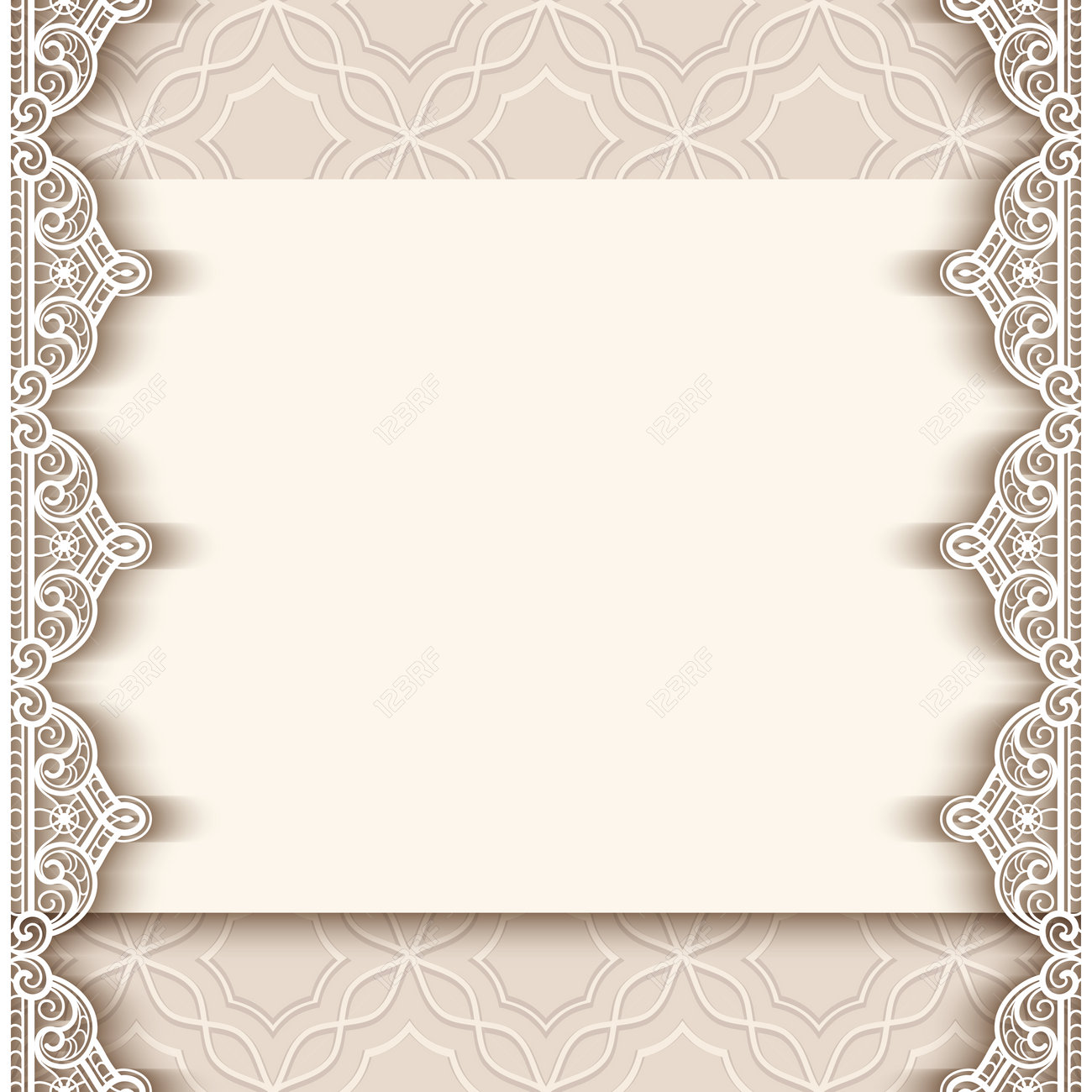 Vintage Greeting Card With Lace Border Decoration Cutout Paper Vector Vintage Greeting Card With Lace Border Decoration Cutout Paper Background Wedding Invitation Or Announcement Template Ilration