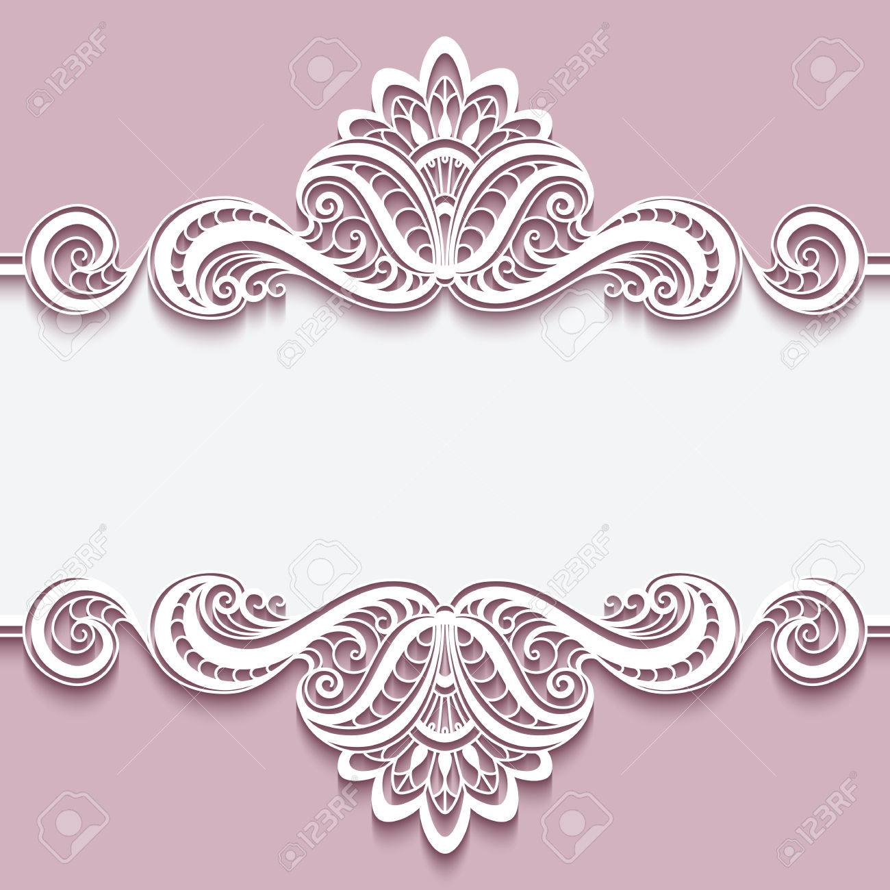 elegant cutout paper frame with lace border ornament greeting