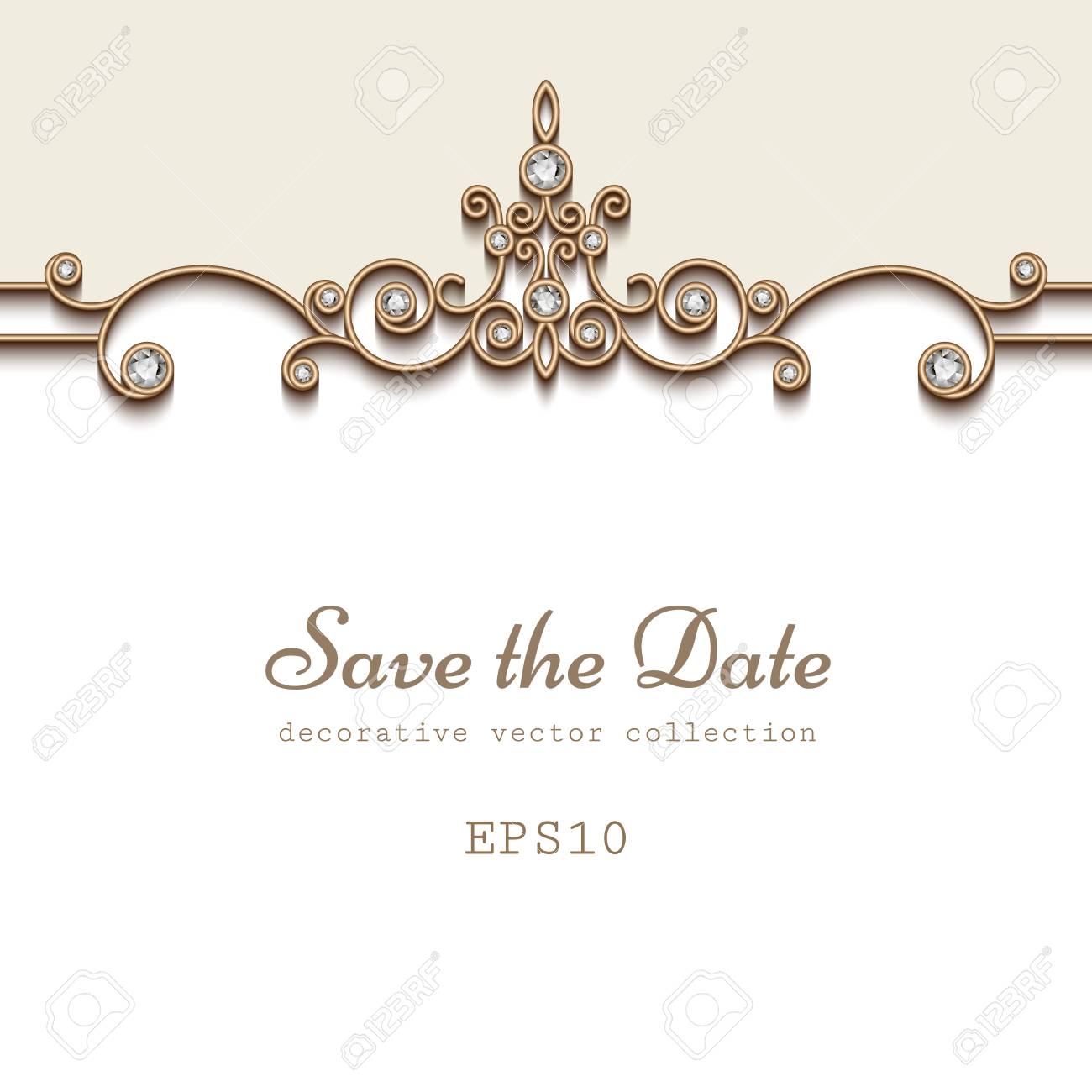 elegant save the date card with jewelry diamond decoration vintage