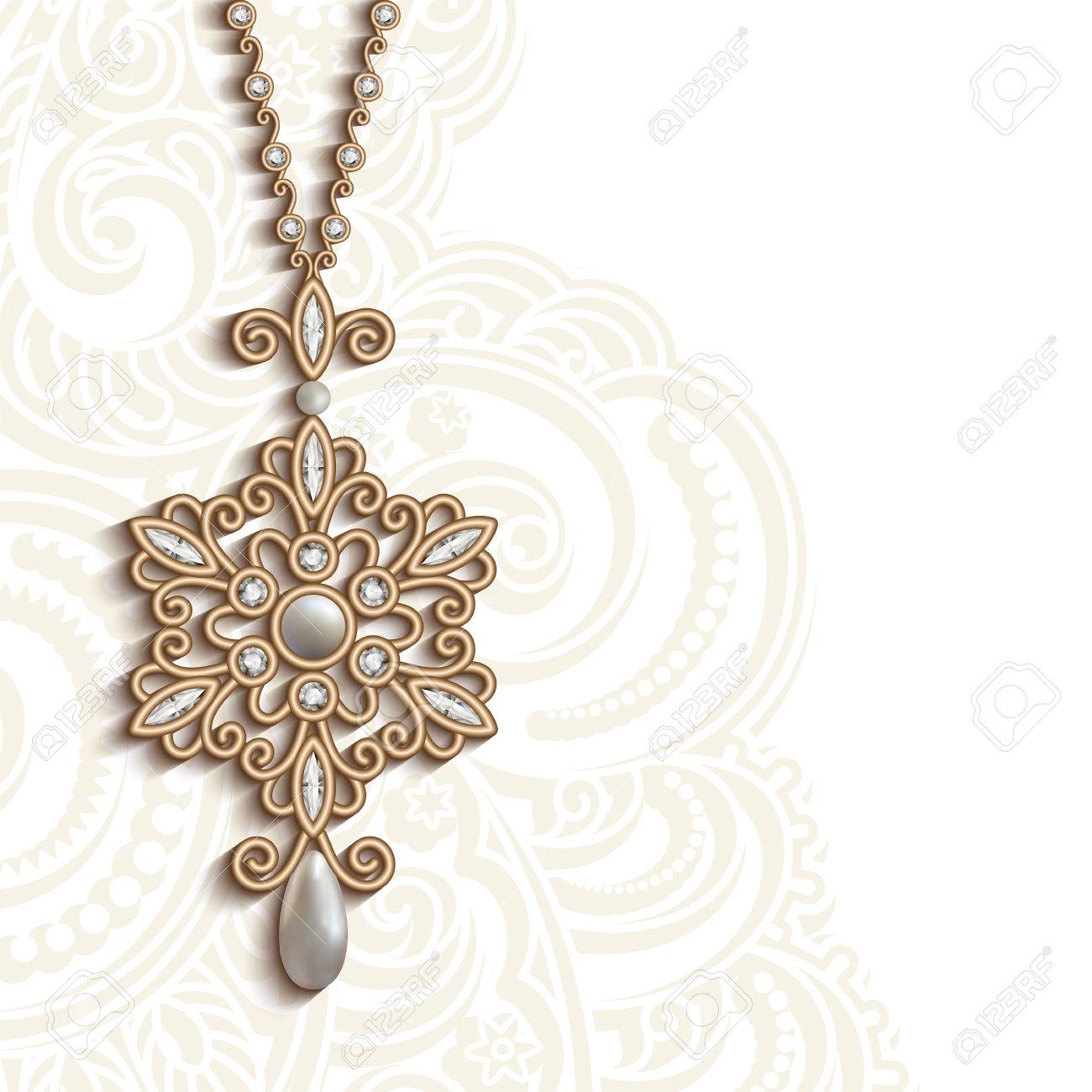 vintage gold jewelry pendant with diamonds and pearls round
