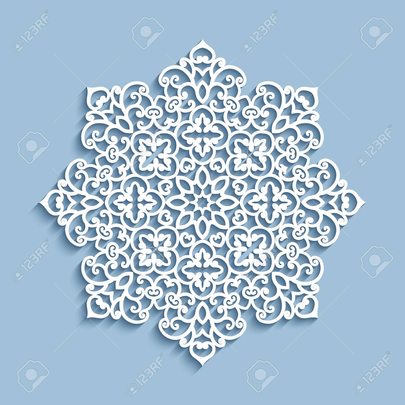 切り抜き紙レース ドイリー ベクトル雪片の装飾 マンダラ ラウンド パターン のイラスト素材 ベクタ Image 切り抜き紙レース ドイリー ベクトル雪片の装飾 マンダラ ラウンド パターン のイラスト素材 ベクタ Image