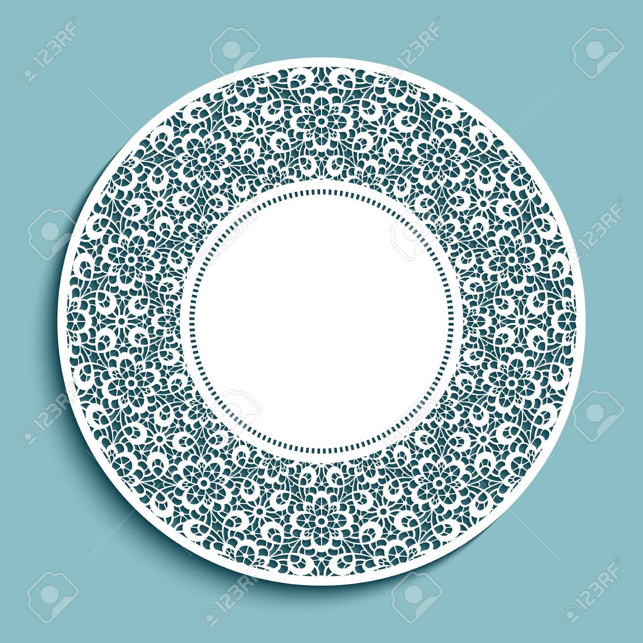 Greeting Card Or Wedding Invitation Design With Ornate Lace Edge