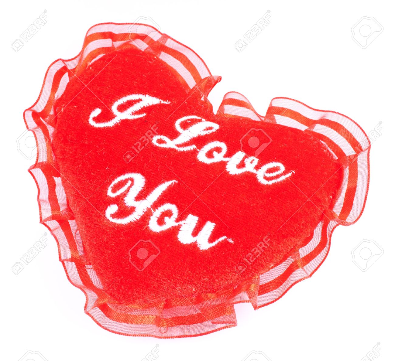 valentine heart soft pillow with i love you embroidering