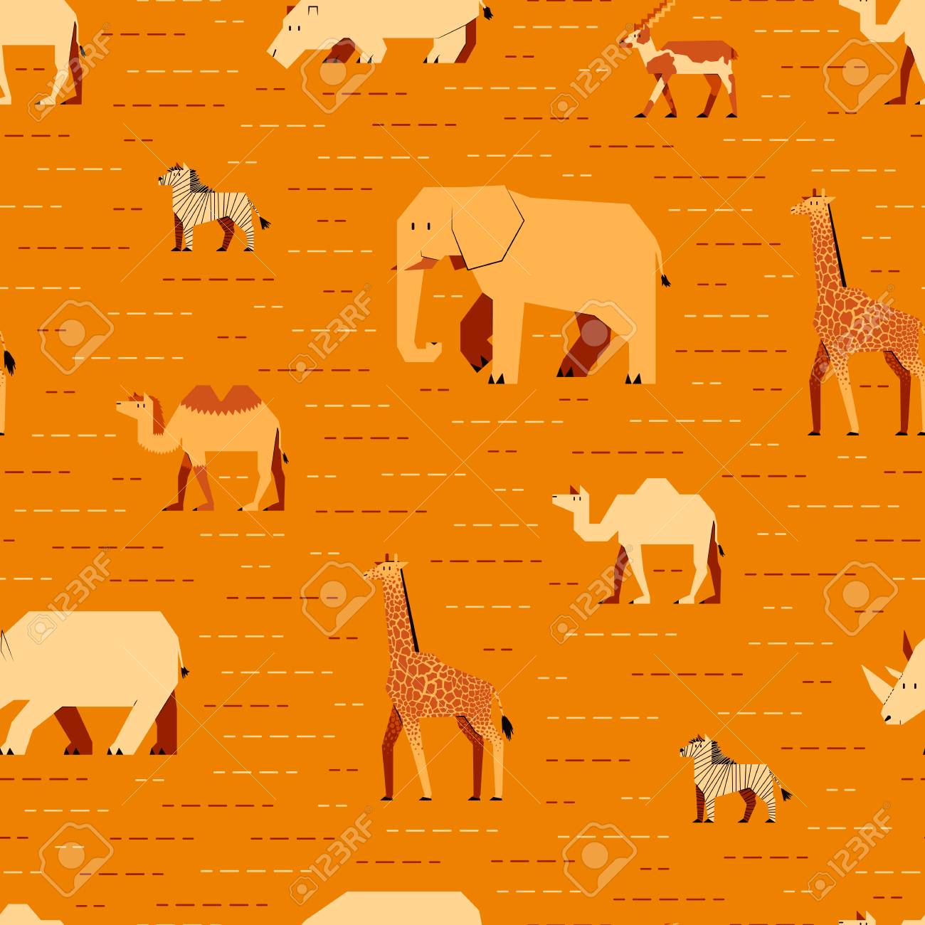 アフリカの動物柄オレンジ のイラスト素材 ベクタ Image