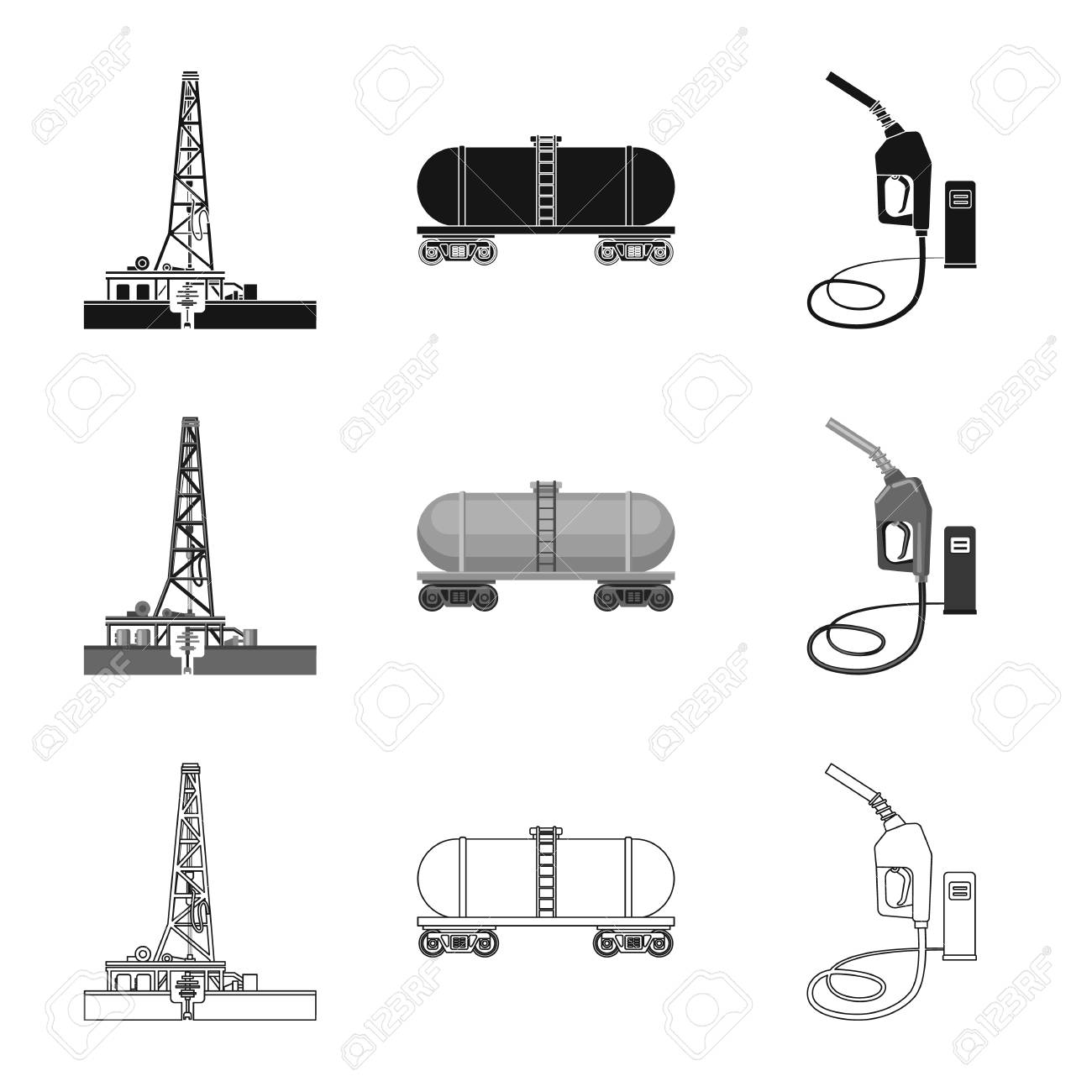 석유 및 가스 기호의 고립 된 개체입니다. 주식에 대 한 석유와 휘발유 벡터 아이콘의 컬렉션입니다. 로열티 무료 사진, 그림, 이미지  그리고 스톡포토그래피. Image 112084248
