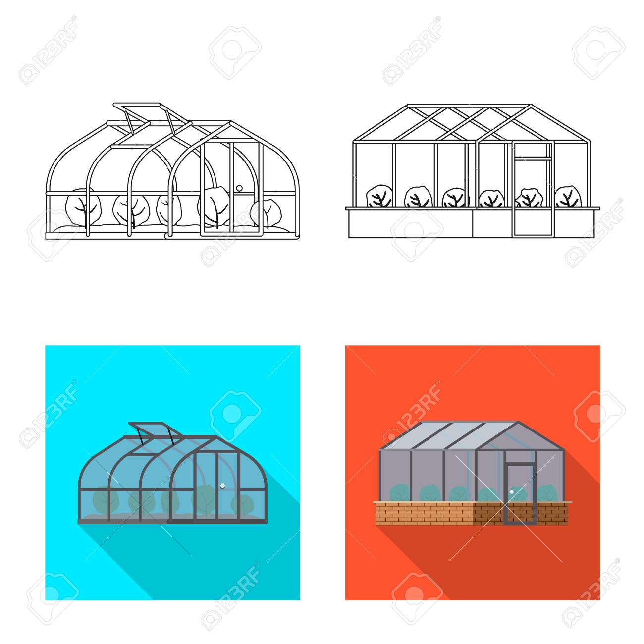 Vector Design Of Greenhouse And Plant Icon Set Of Greenhouse