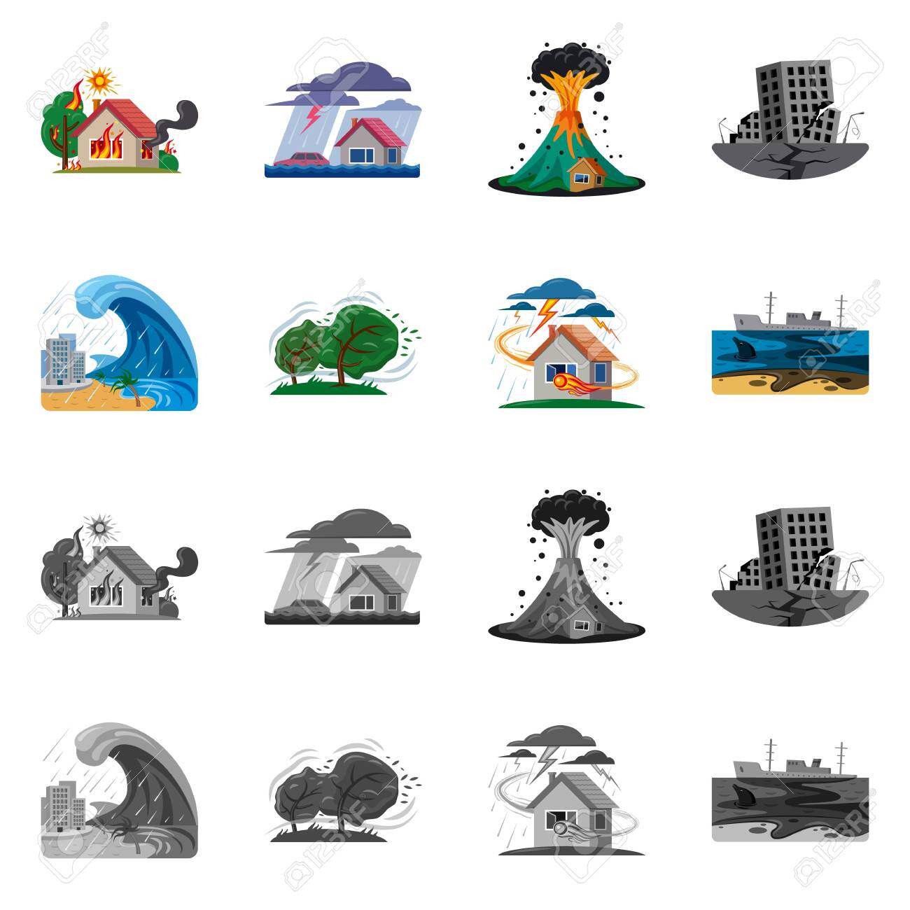 Isolated Object Of Natural And Disaster Logo. Collection Of Natural And  Risk Stock Symbol For Web. 免版稅剪貼畫，向量插圖和庫存圖片. Image 123321368