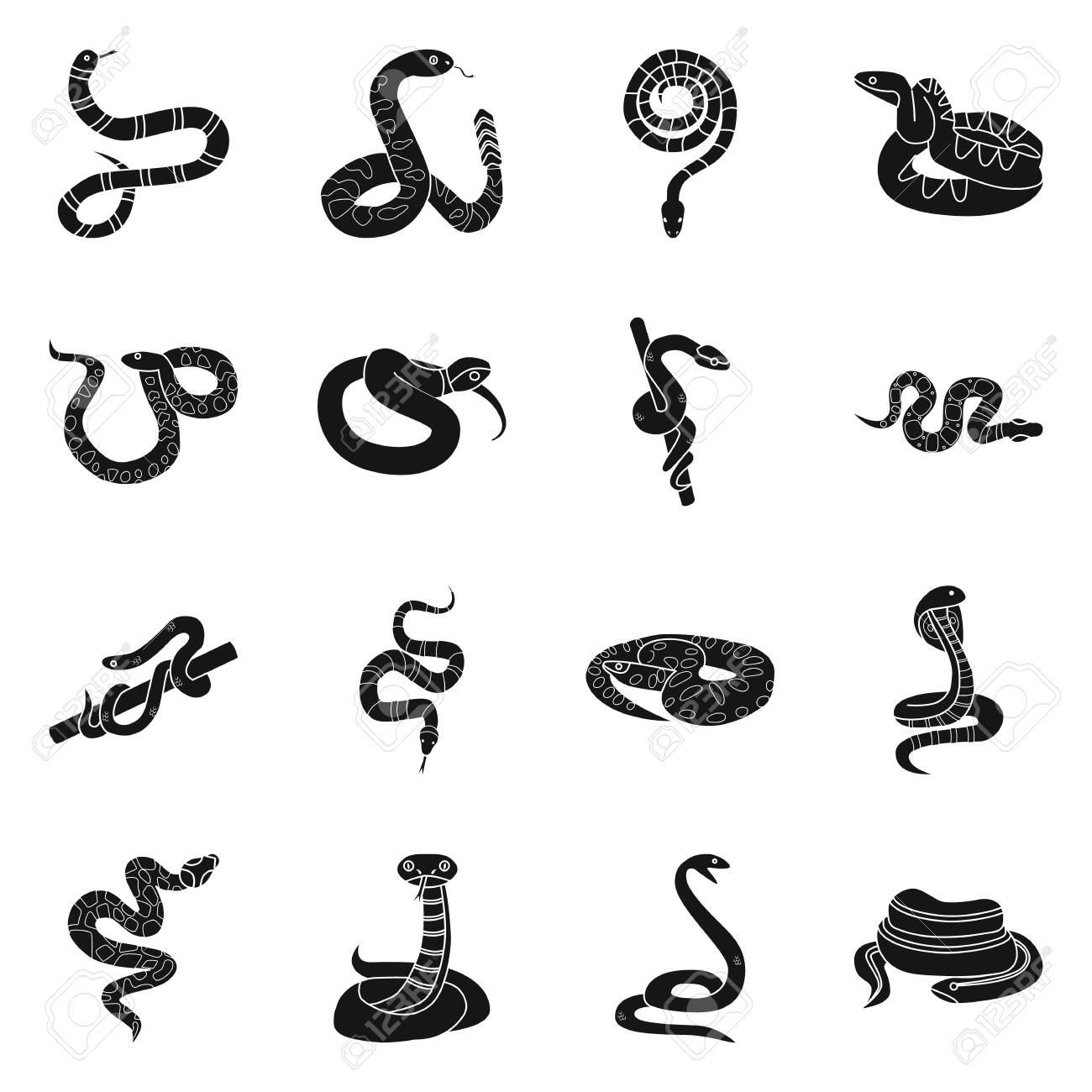 Vector illustration of snake and creepy icon. Set of snake and poison vector icon for stock. - 130647880 Vector illustration of snake and creepy icon. Set of snake and poison vector icon for stock. - 130647880