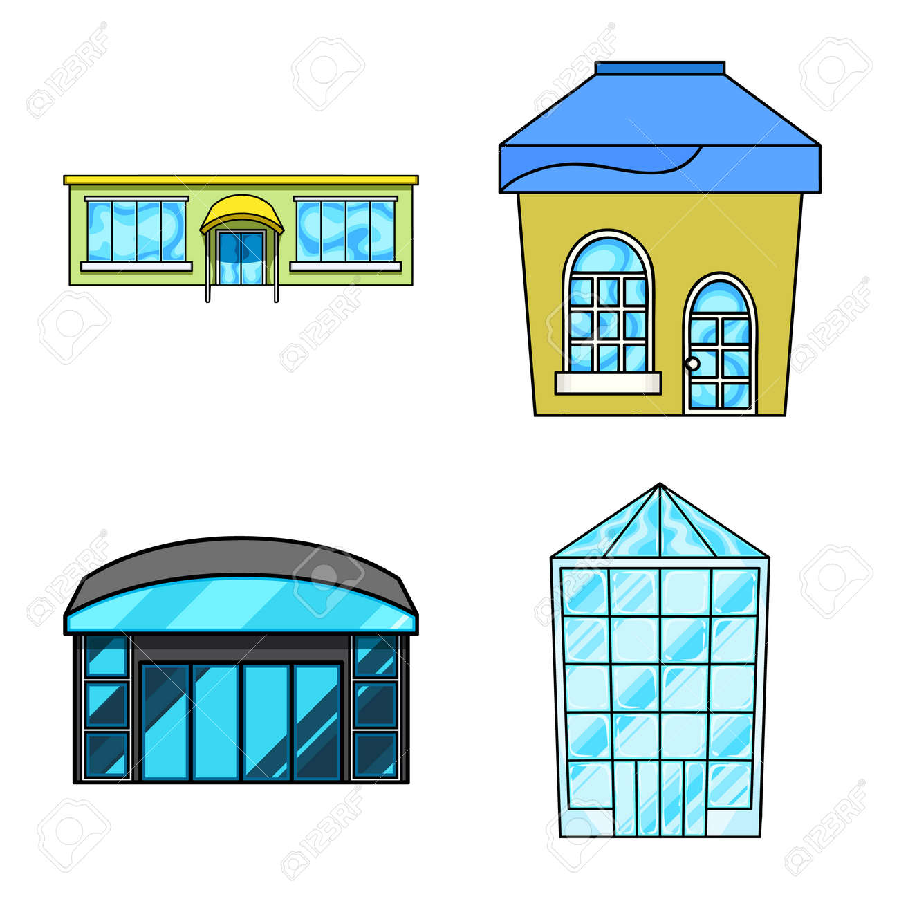 Vector illustration of supermarket and building icon. Set of supermarket and city stock vector illustration. - 168840960 Vector illustration of supermarket and building icon. Set of supermarket and city stock vector illustration. - 168840960