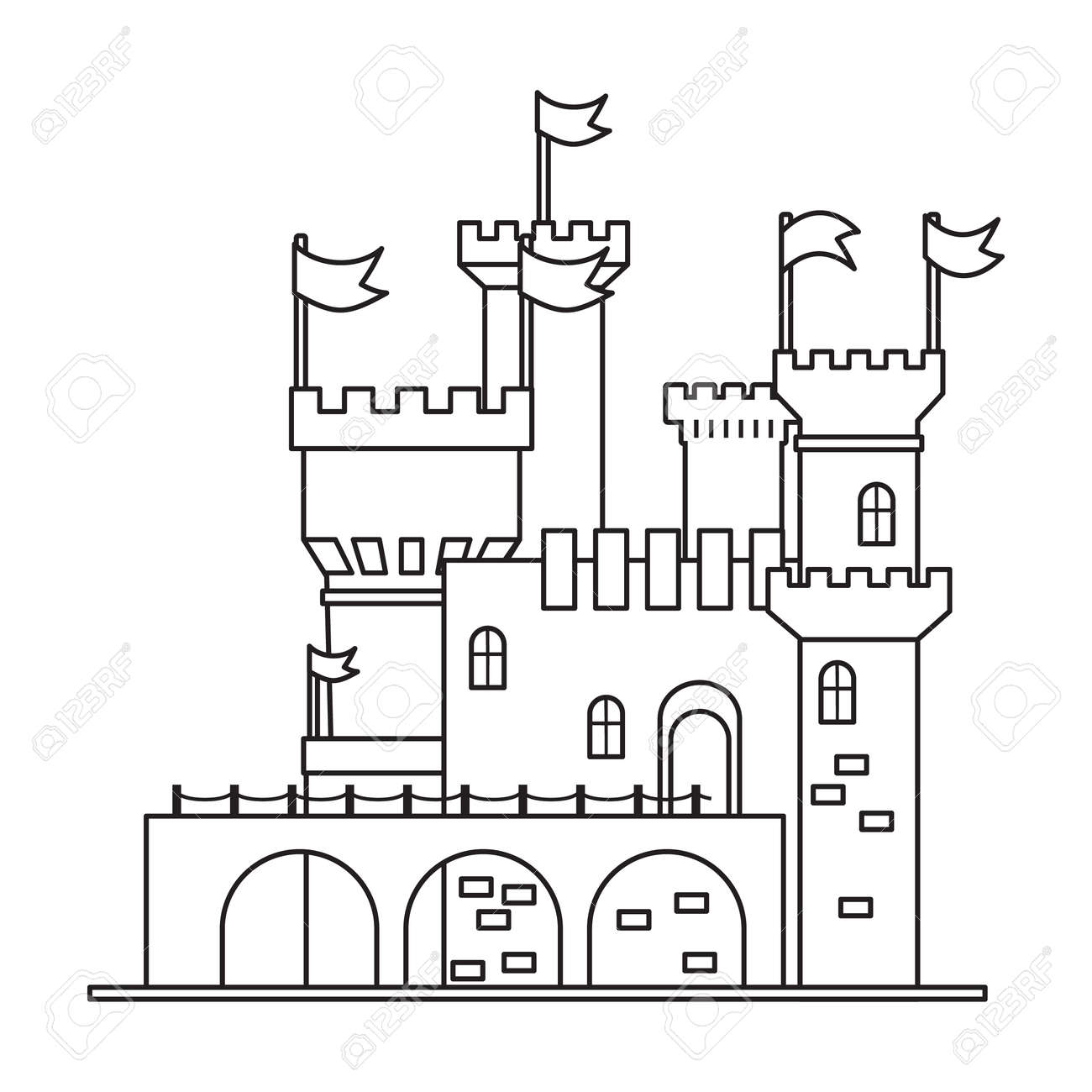 Castle tower vector outline icon. Vector illustration castle tower on white background. Isolated outline illustration icon of kingdom house. - 168841033 Castle tower vector outline icon. Vector illustration castle tower on white background. Isolated outline illustration icon of kingdom house. - 168841033