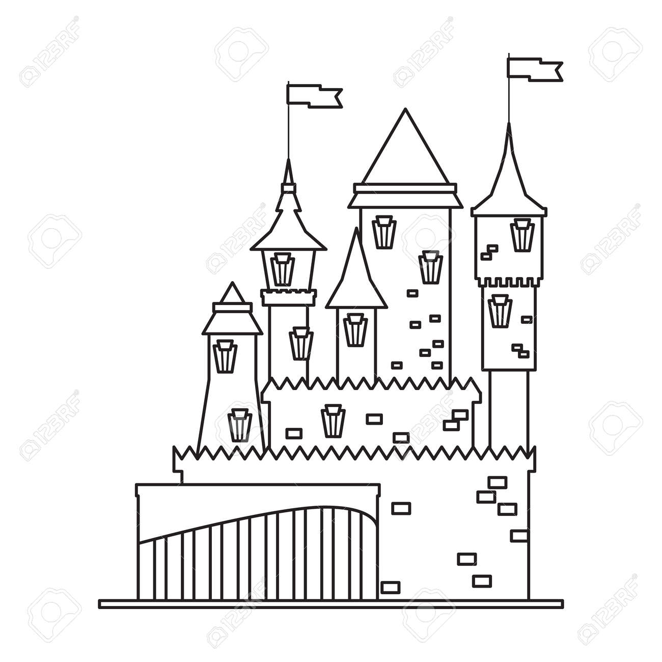 Castle tower vector outline icon. Vector illustration castle tower on white background. Isolated outline illustration icon of kingdom house. - 168841035 Castle tower vector outline icon. Vector illustration castle tower on white background. Isolated outline illustration icon of kingdom house. - 168841035