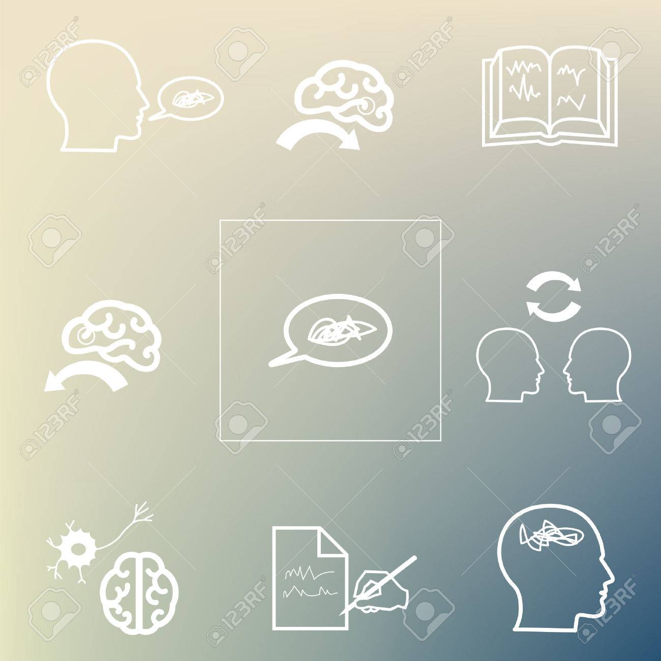 vector illustration / aphasia symptoms / speech and language disorders icons on the blurred background - 61192934 vector illustration / aphasia symptoms / speech and language disorders icons on the blurred background - 61192934
