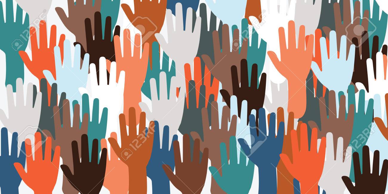 horizontal vector illustration for big number of hands voting and waving for election concert or meeting as website banner background - 85334889 horizontal vector illustration for big number of hands voting and waving for election concert or meeting as website banner background - 85334889