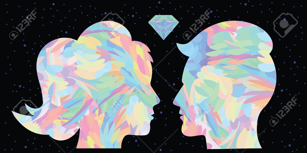 vector illustration of colorful holographic rainbow couple on the dark sky background for cosmic spiritual love concept - 85406709 vector illustration of colorful holographic rainbow couple on the dark sky background for cosmic spiritual love concept - 85406709