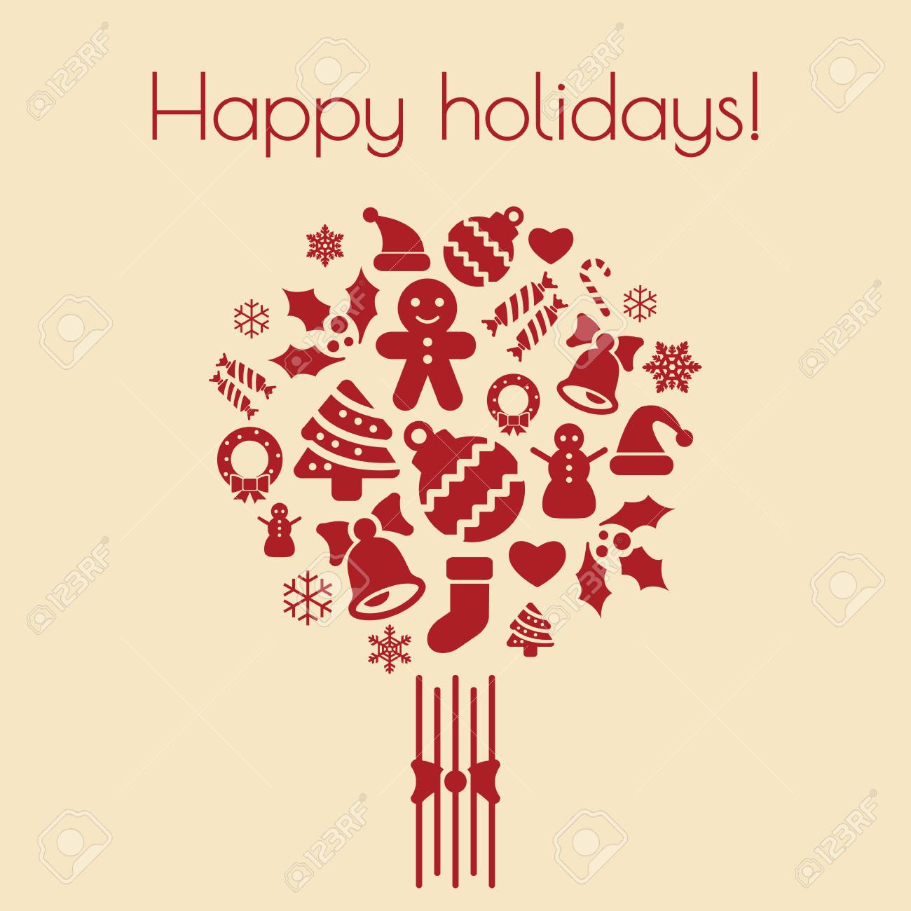 universal new year greeting card with happy holidays lettering