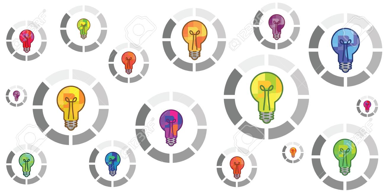 vector illustration of colorful bulbs with round loading bar for creation process concepts - 102568569 vector illustration of colorful bulbs with round loading bar for creation process concepts - 102568569