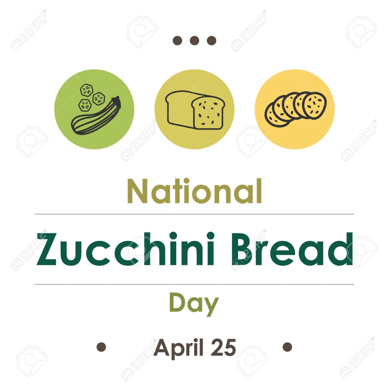 Vector Illustration For National Zucchini Bread In April Royalty Free SVG,  Cliparts, Vectors, and Stock Illustration. Image 140103492.
