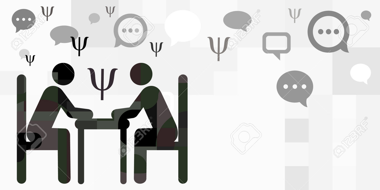 vector illustration of two people at table talking about psychology - 168991522 vector illustration of two people at table talking about psychology - 168991522