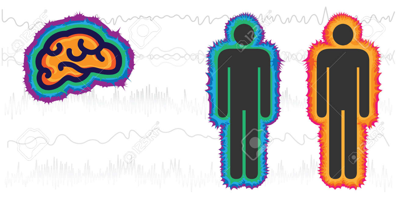 vector illustration of couple and brain electric waves for coherent and incoherent body connections - 169022821 vector illustration of couple and brain electric waves for coherent and incoherent body connections - 169022821