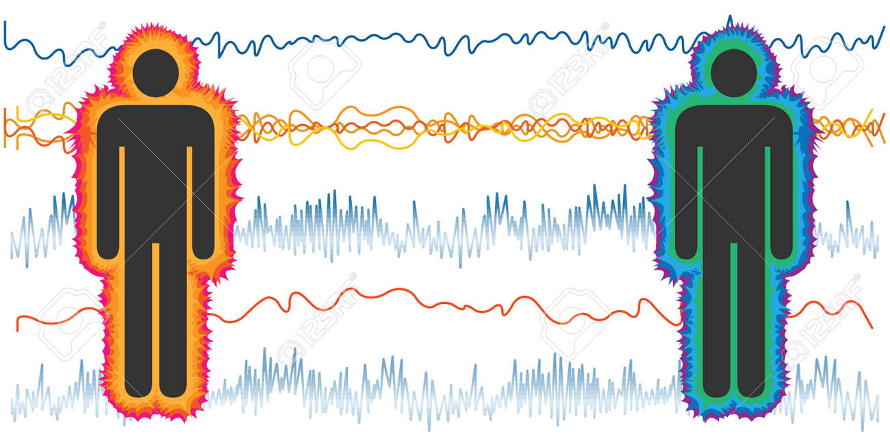 vector illustration of couple and heart electric waves for coherent and incoherent body - 169022833 vector illustration of couple and heart electric waves for coherent and incoherent body - 169022833