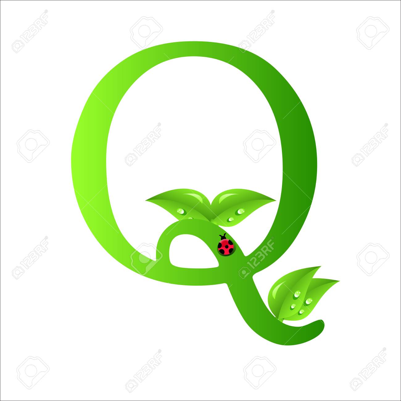 letters of green leaves and water drops original design font water drops font