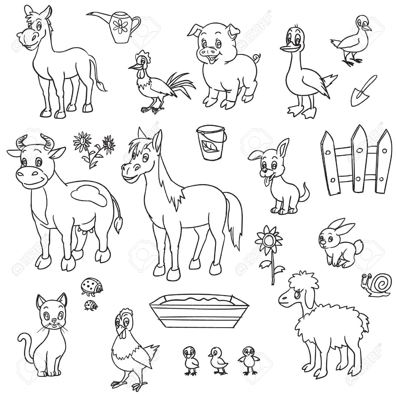 Farm Animals For Coloring Book Royalty Free SVG, Cliparts, Vectors, And Stock Illustration. Image 140741716. Farm Animals For Coloring Book Royalty Free SVG, Cliparts, Vectors, And Stock Illustration. Image 140741716.