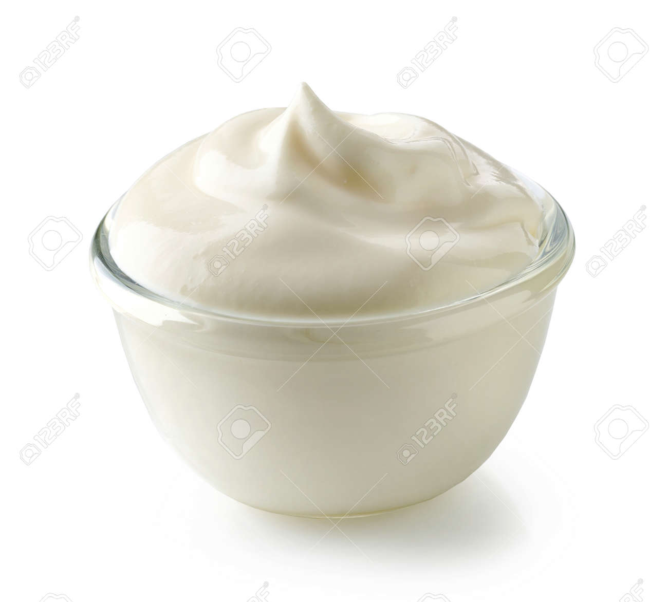 bowl of sour cream yogurt isolated on white background - 155327143 bowl of sour cream yogurt isolated on white background - 155327143