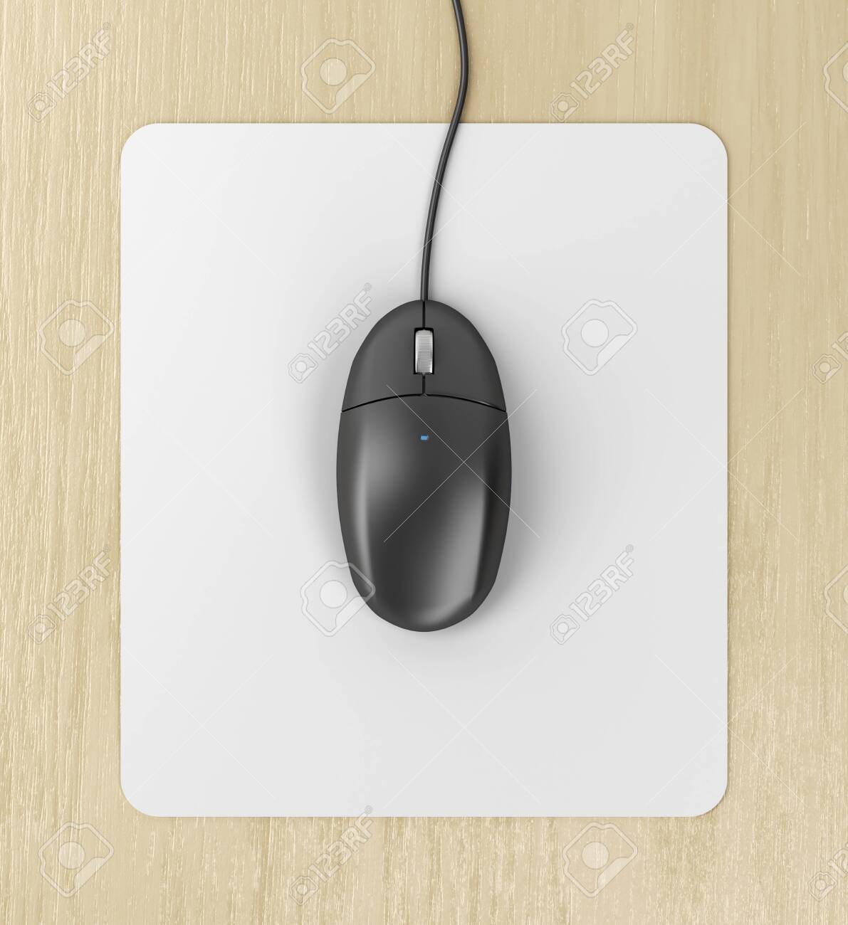 ulykke Prøv det Uskyldig Black Computer Mouse On A Mouse Pad, Top View Stock Photo, Picture And  Royalty Free Image. Image 141039873.