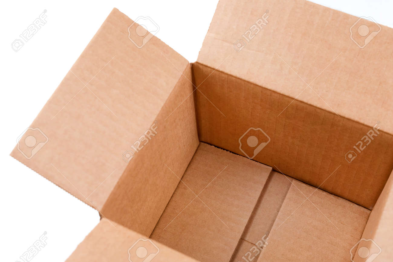 Download Open Empty Rectangular Cardboard Box Isolated On White Background Stock Photo Picture And Royalty Free Image Image 146519237