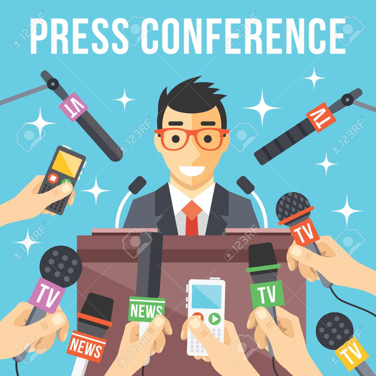 Press Conference. Live Report Live News Concept Royalty Free SVG, Cliparts,  Vectors, and Stock Illustration. Image 41200085., image size:1300x1300