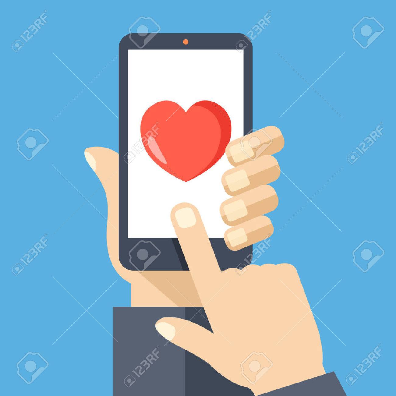 Heart on smartphone screen. Creative flat design vector illustration - 52338984 Heart on smartphone screen. Creative flat design vector illustration - 52338984