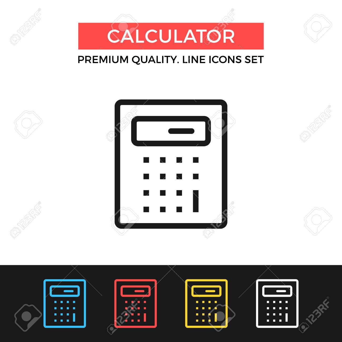 ベクトル計算機のアイコン 細い線のアイコンのイラスト素材 ベクタ Image