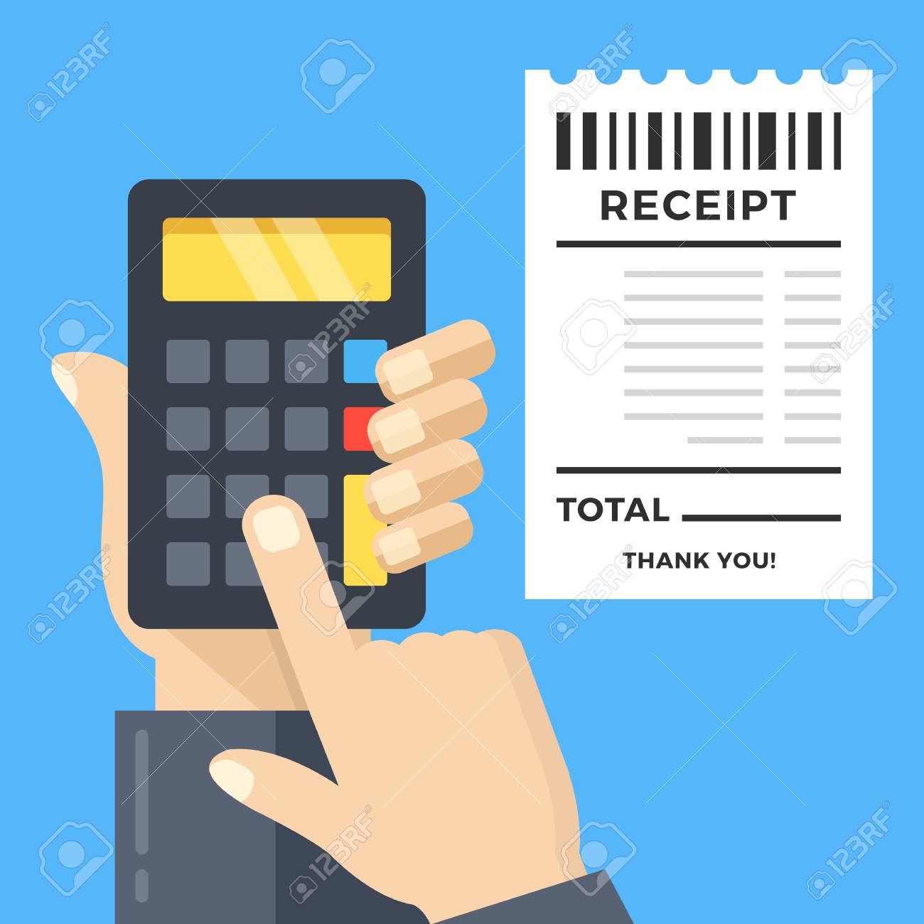 calculate expenses hand holding calculator and receipt calculate budget expense calculator