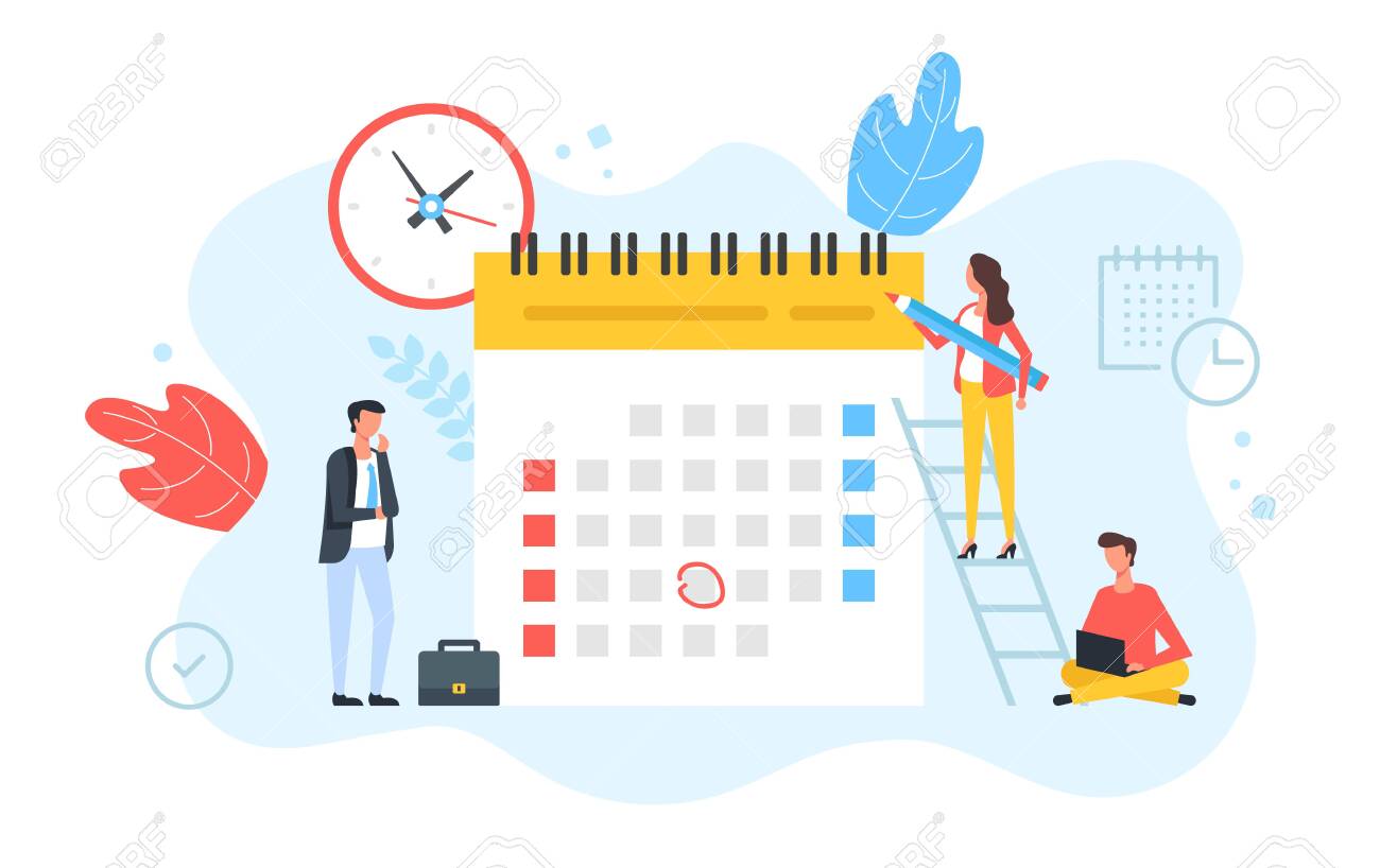 schedule appointment planning clock and calendar with marked group planning calendar