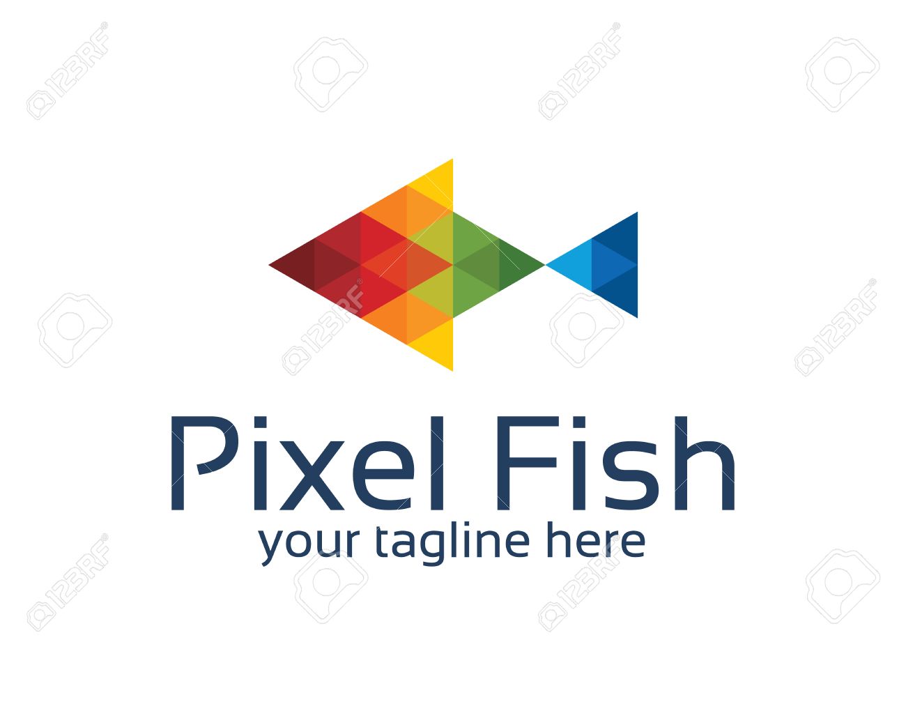 pixel fish logo design