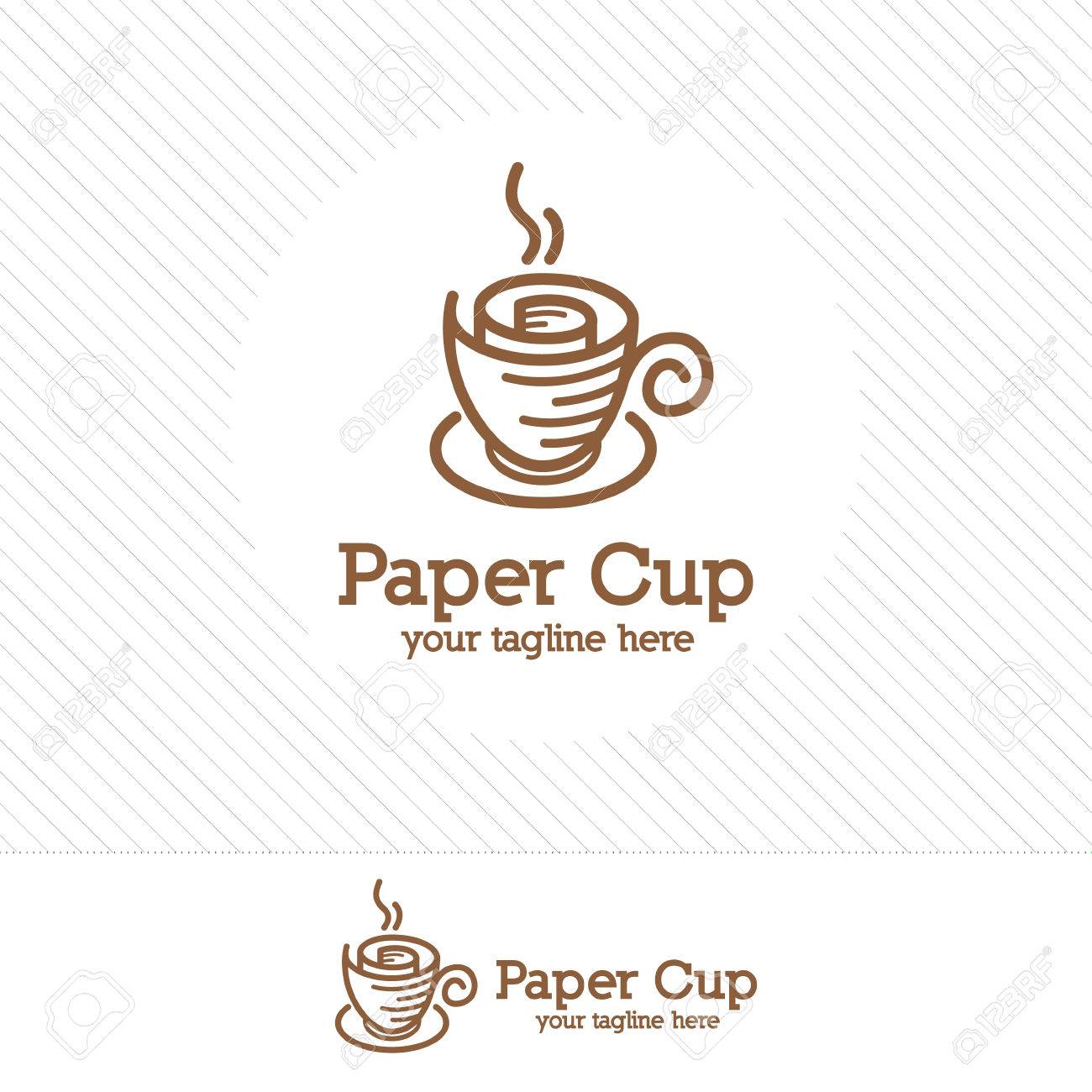 vintage coffee cup logo design vector creative concept of paper