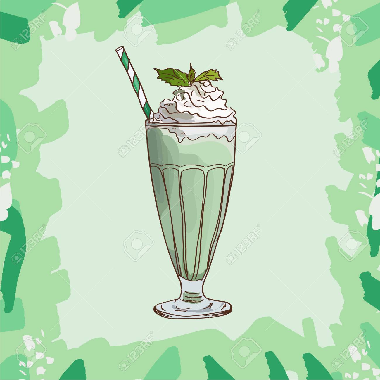 Mint And White Chocolate Milkshake In Glass With Mint Leaves Royalty Free Cliparts Vectors And Stock Illustration Image 124602925 Discover more posts about chocolate, drinks, strawberry, vegan, ice cream, bourbon, and milkshake. mint and white chocolate milkshake in glass with mint leaves