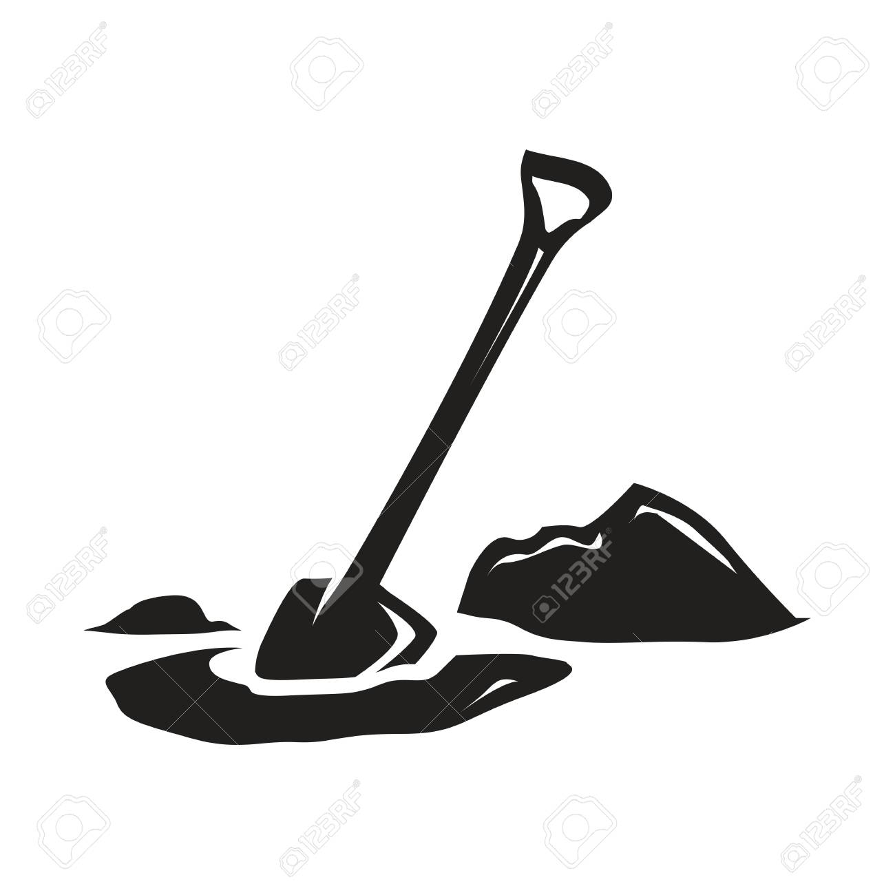 Silhouette Of Shovel Digging In The Lawn, Illustration Design, Isolated On  White Background. Royalty Free SVG, Cliparts, Vectors, And Stock  Illustration. Image 83426054.