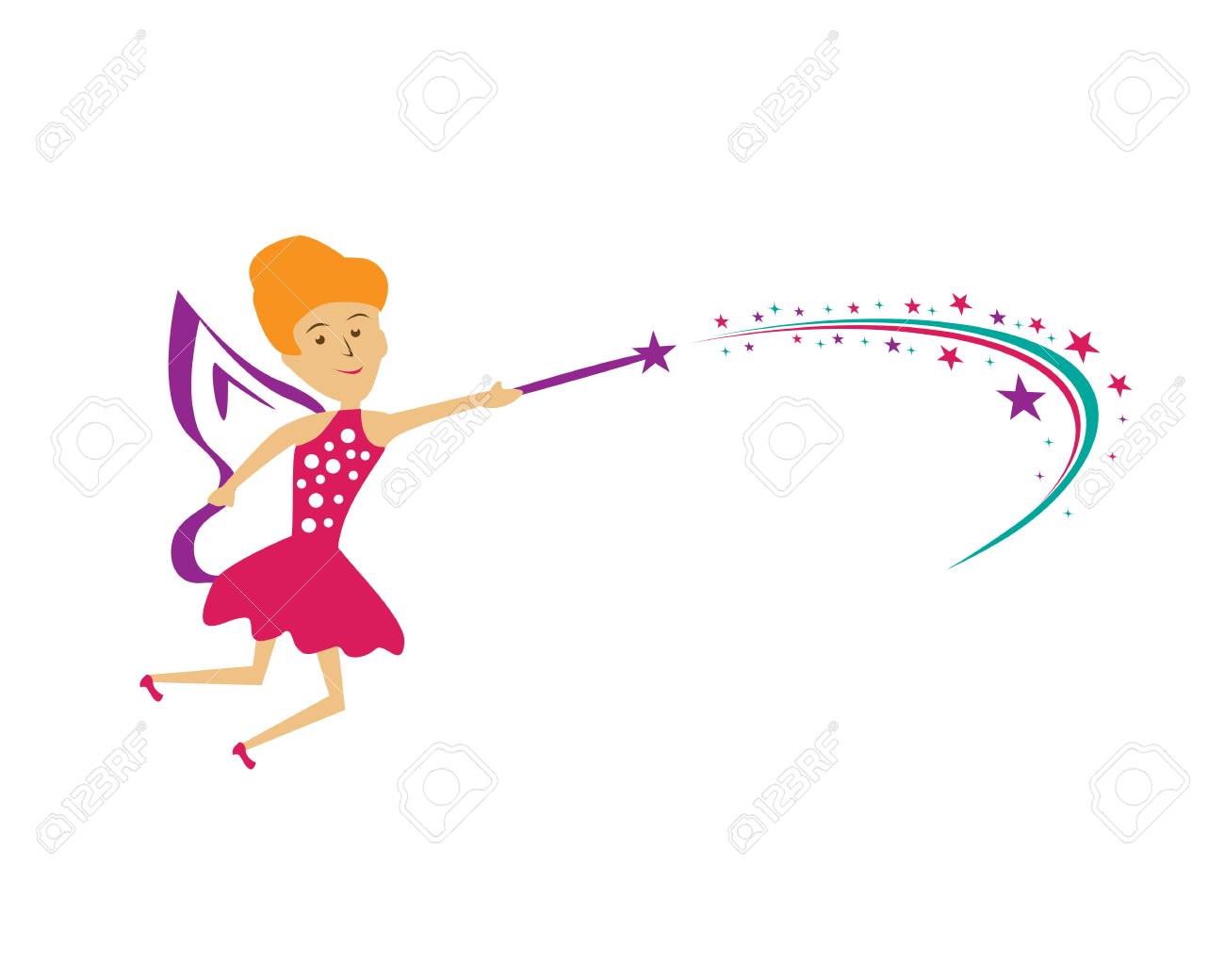 星イラスト 妖精 イラスト デザイン 白い背景で隔離のブロンドの妖精文字 のイラスト素材 ベクタ Image