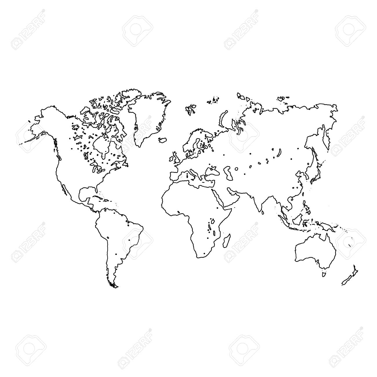 Esquisse De La Carte Du Monde A Main Levee Sur Fond Blanc Clip Art Libres De Droits Vecteurs Et Illustration Image 8435