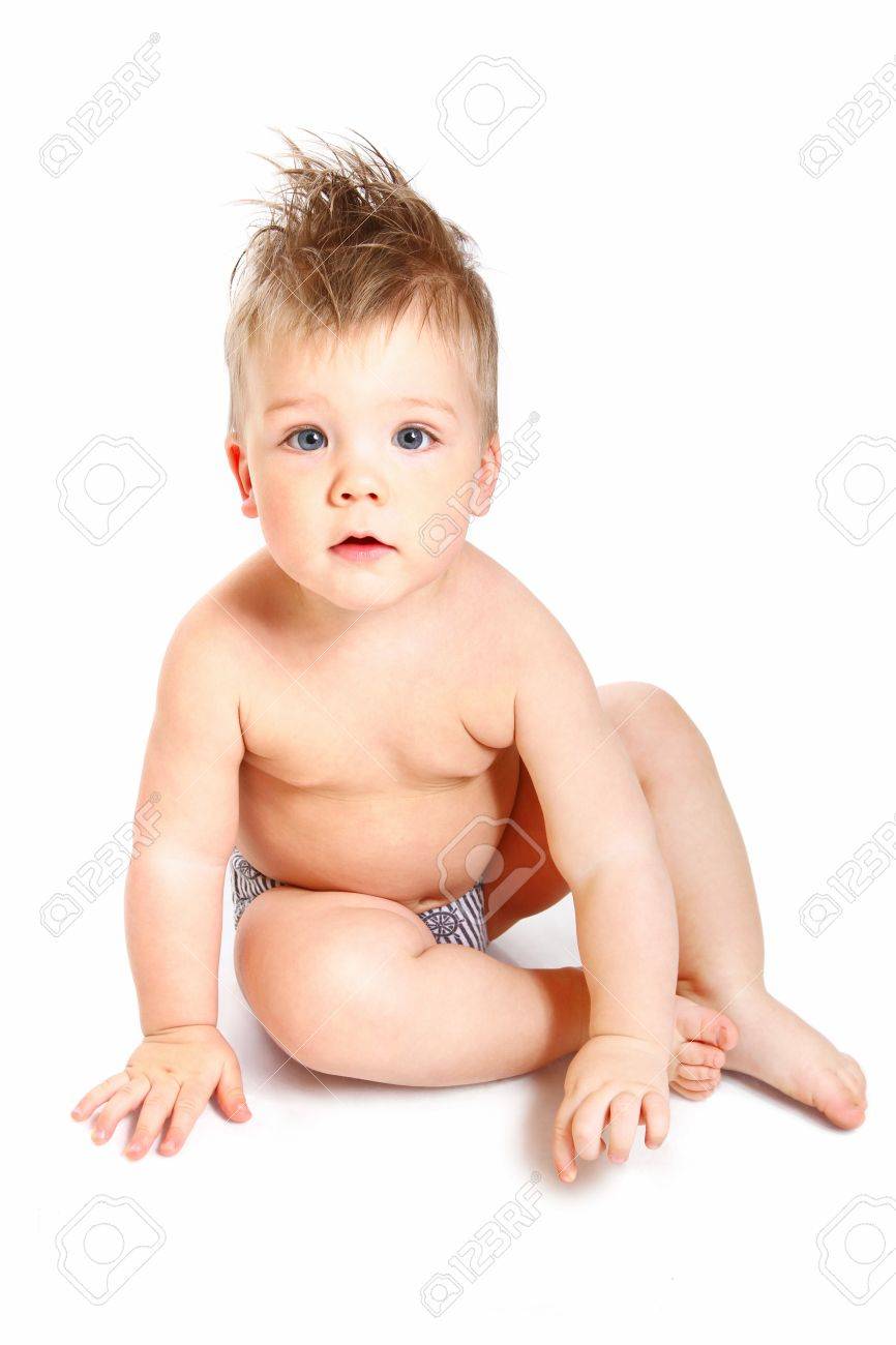 beautiful cute baby sitting on white background cute baby sitting